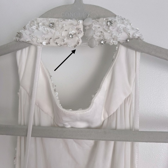 Retrofete Olivia Hand Beaded Sequin Halter Open Back Gown White NEW with tags - Picture 8 of 16